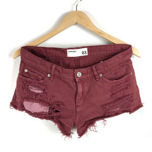 Garage red distressed festival shorts Size 3
